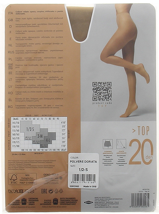 Top 20 Collant Tg 1/2 Polvere Dorata 20 Denari Pompea - Foto 2