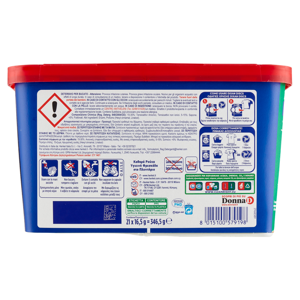 Detersivo Predosato Per Lavatrice Salvacolore 21 Discs Dixan - Foto 3