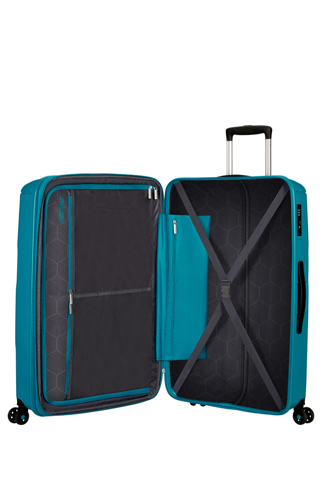 Trolley Rigido Azzurro 77 Cm 50xh77x31/35 Cm, Peso 4,5 Kg - Foto 3