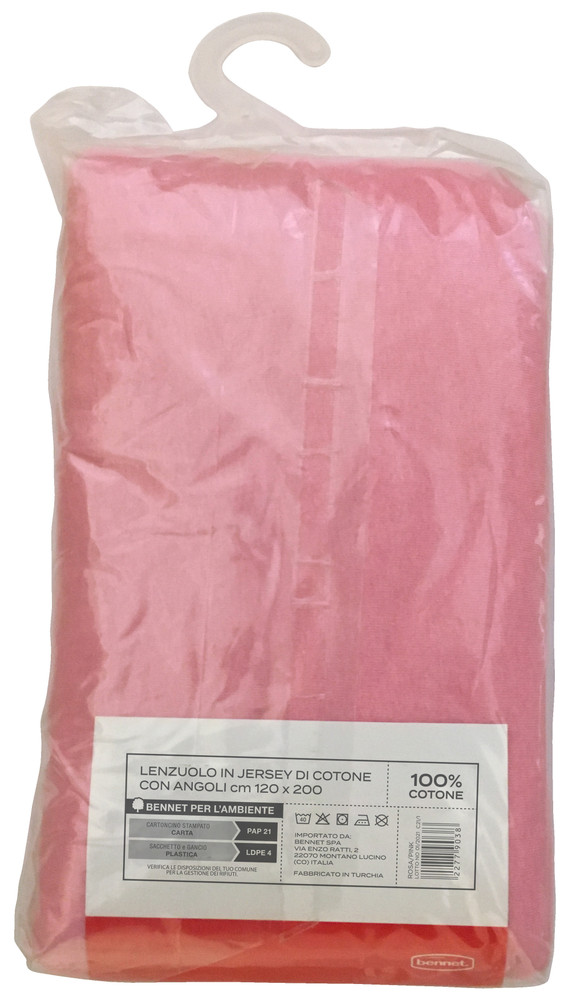 Lenzuolo Jersey Angoli Tinta Unita 1pz 1/2 Cm120x200 Rosa Casa - Foto 2