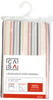 Lenzuolo Angoli Stampa Righe 2 Piazze Cm180x200 Beige Casa