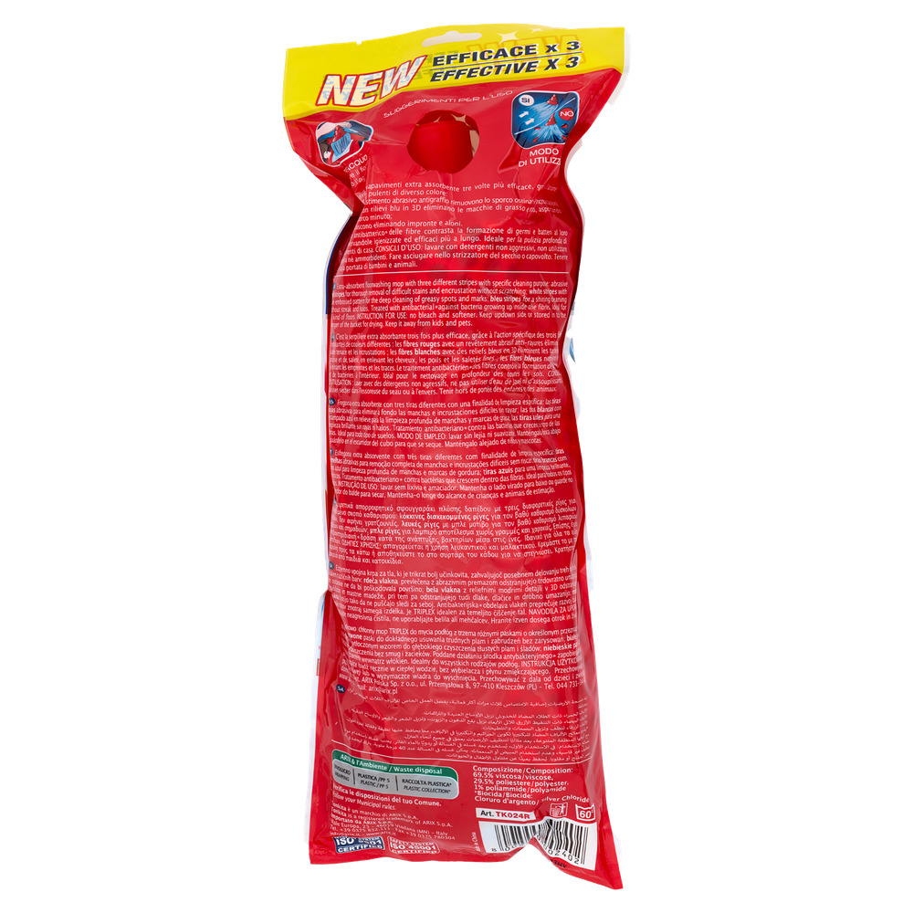 Mop Triplex Con Strice Abrasive E Trattamento Antibatterico Tonkita - Foto 3