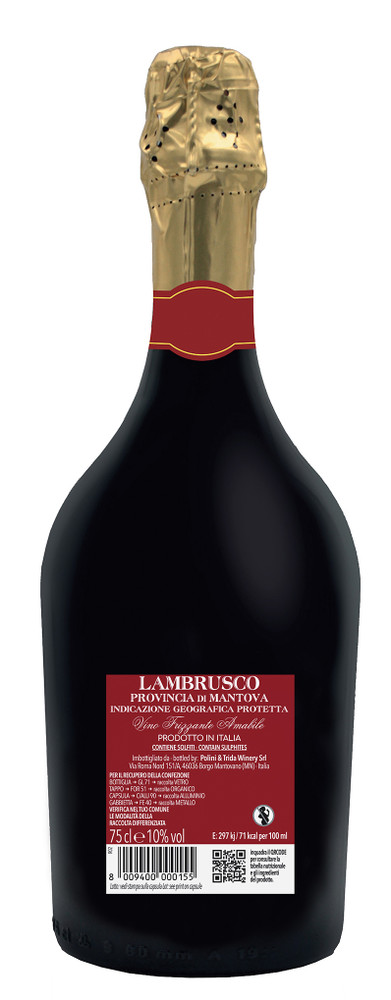 Lambrusco Rosso Amabile Provincia Di Mantova Igp Trida - Foto 2