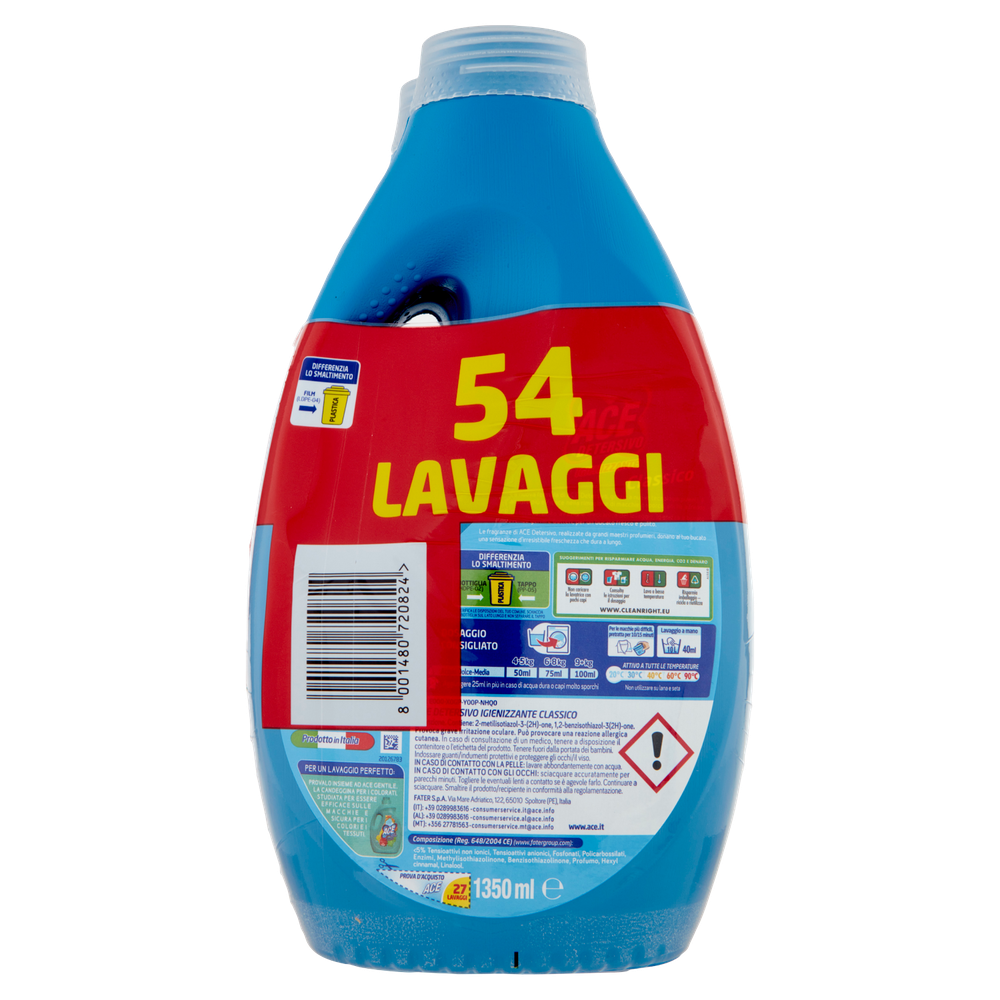 Detersivo Liquido Classico 54 Lavaggi Ace - Foto 3