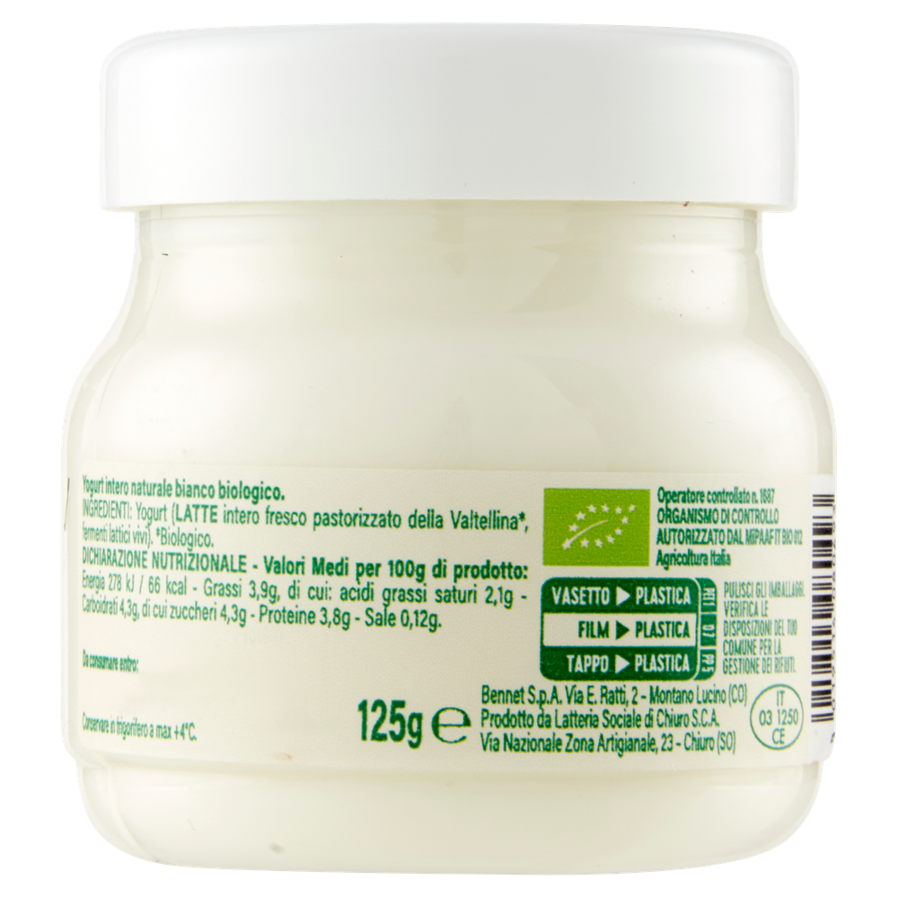 Yogurt Intero Bianco Naturale Bennet Bio - Foto 3