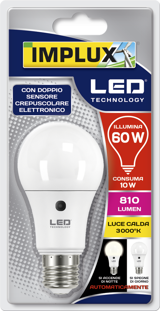 Lampadina Led A Goccia 60w E27 Con Doppio Sensore Crepuscolare - Foto 1