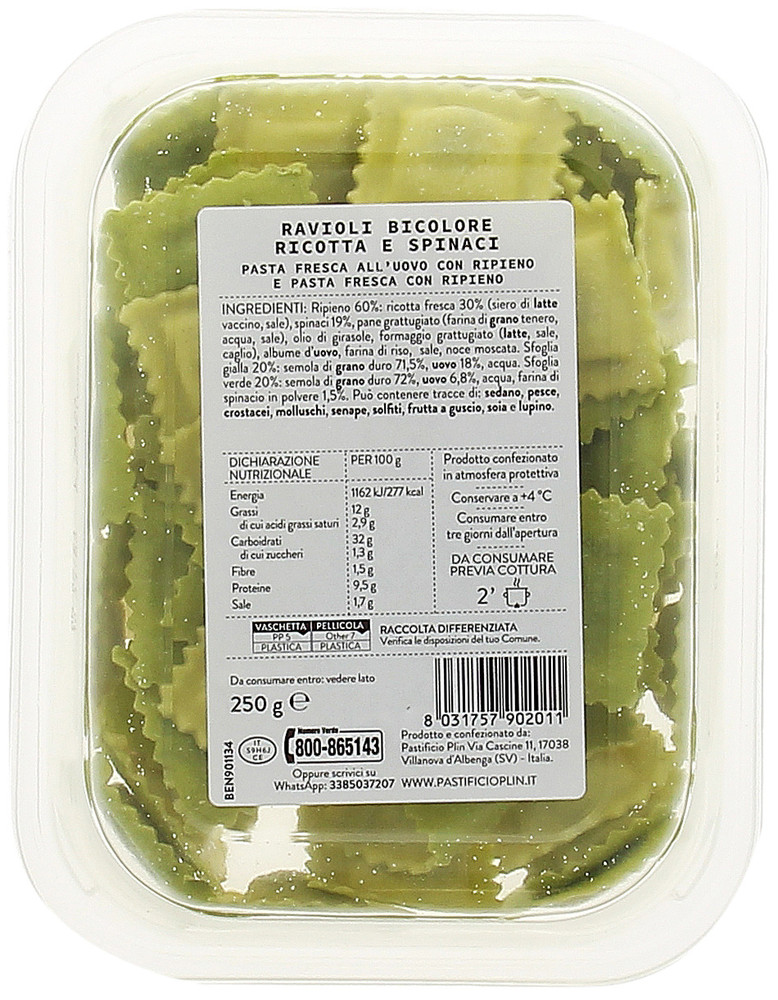 Ravioli Ricotta E Spinaci Bicolore Pastificio Plin - Foto 2