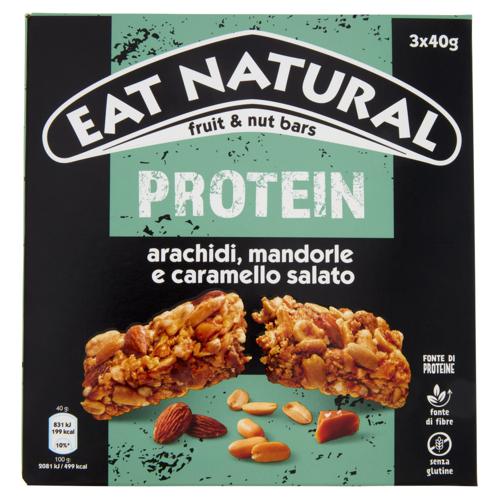 Barrette Proteiche Arachidi, Mandorle, Caramello 3x40g Eat Natural - Foto 1