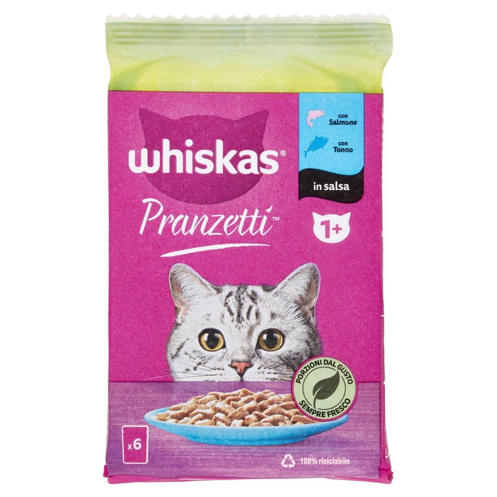 Whiskas Pranzetti Cibo Umido Per Gatti Adulti, Pesce, 6x50g - Foto 1