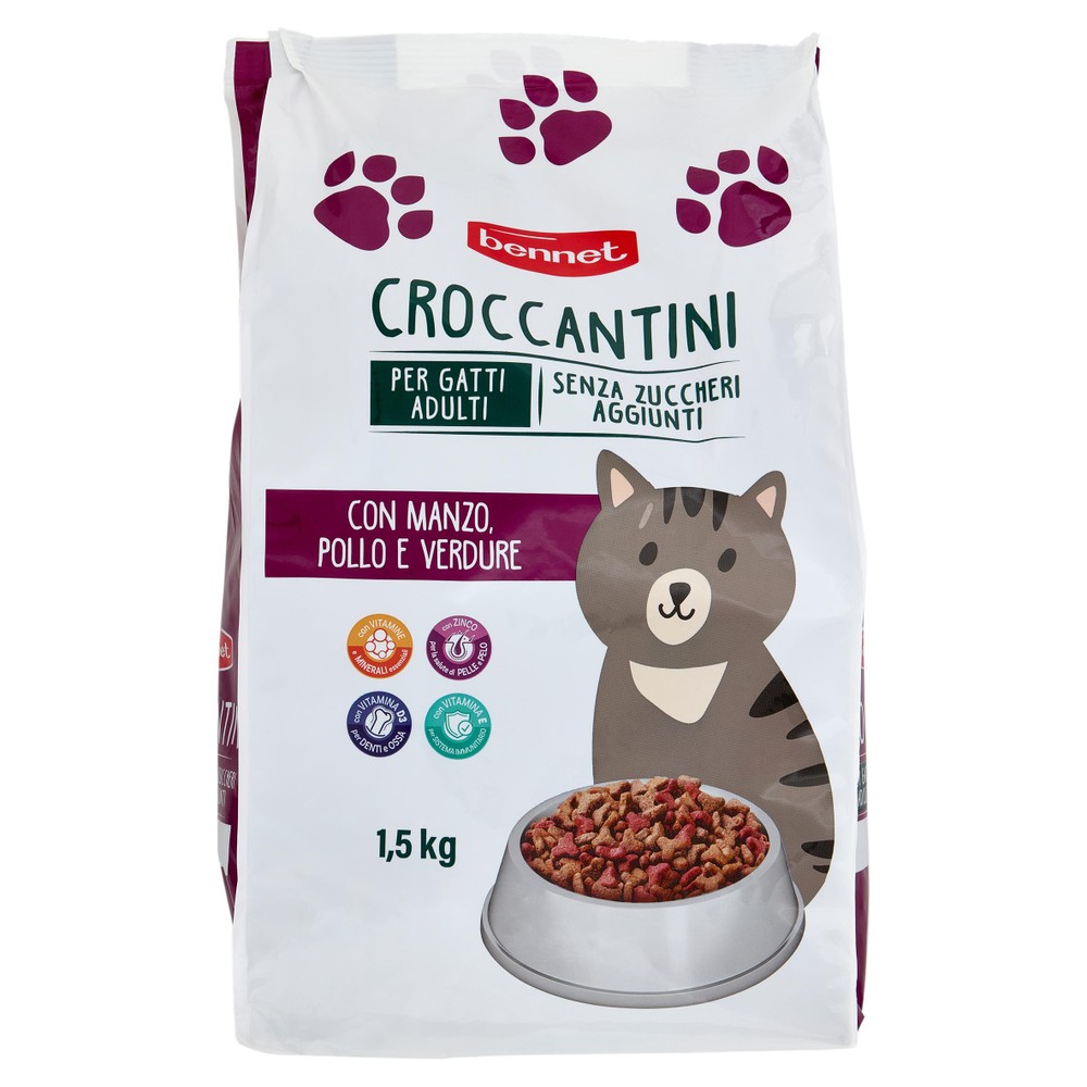 Croccantini Per Gatti Adulti Con Manzo,Pollo E Verdure Bennet - Foto 1