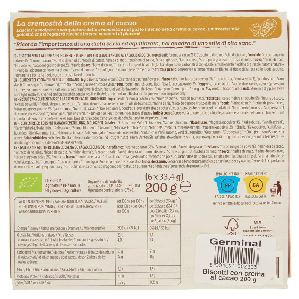 Biscotti Farciti Al Cacao Senza Glutine Germinal Bio - Foto 3