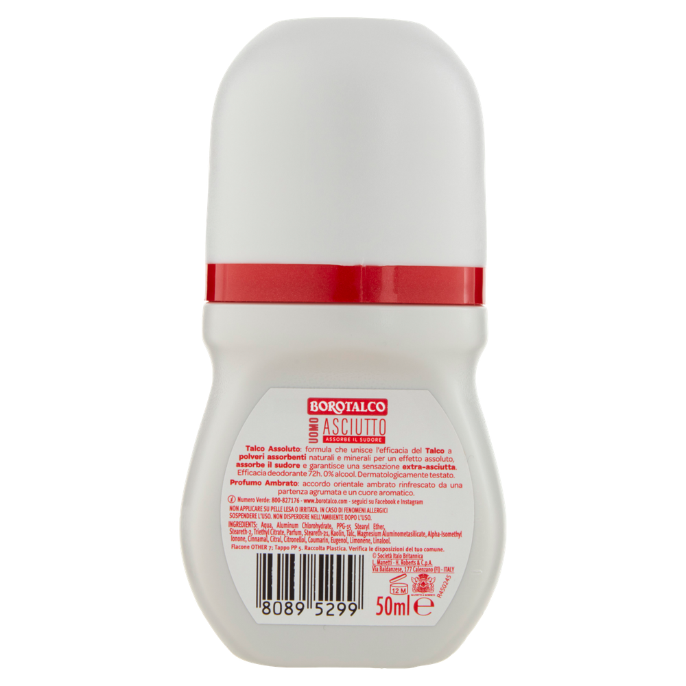 Borotalco Deodorante Roll On Uomo Asciutto Ambrato - Foto 3