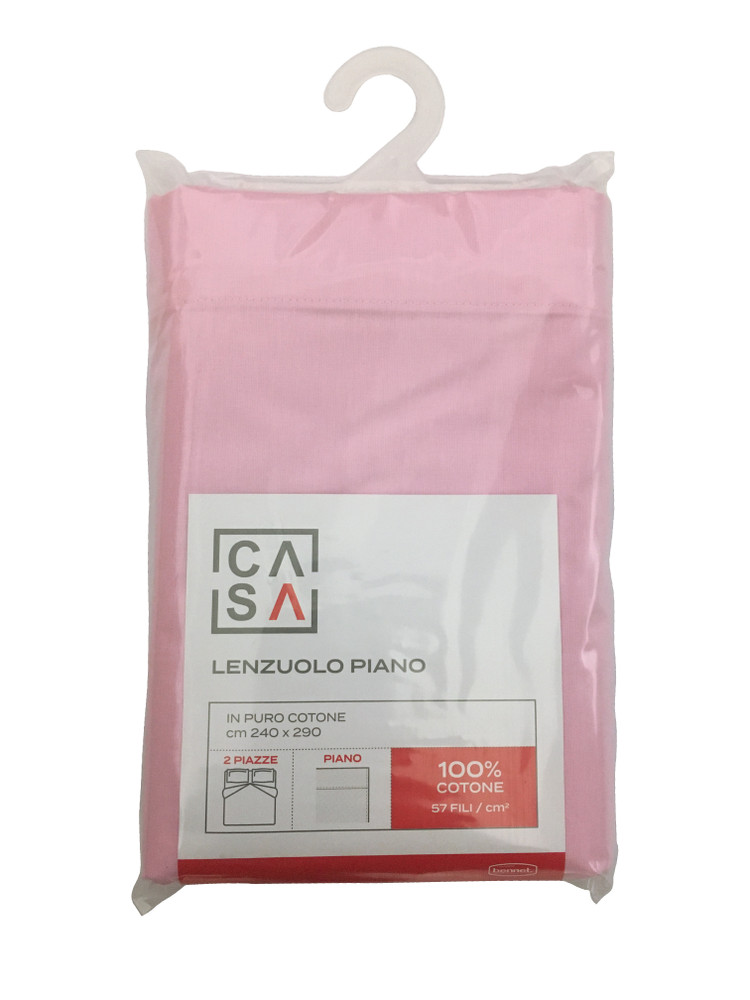 Lenzuolo Piano Tinta Unita 2 Piazze Cm240x290 Rosa Casa - Foto 1