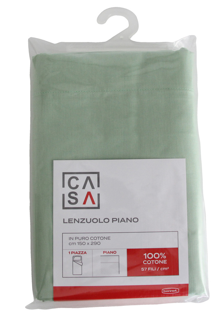 Lenzuolo Piano Tinta Unita 1 Piazza Cm150x290 Verde Casa - Foto 1
