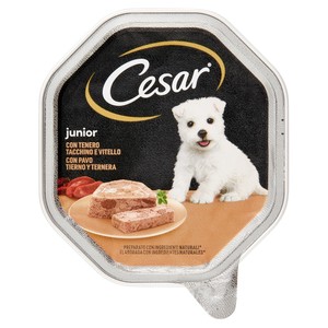 Cesar Junior Vaschetta Cibo Umido Per Cuccioli Con Tacchino E Vitello - Foto 1