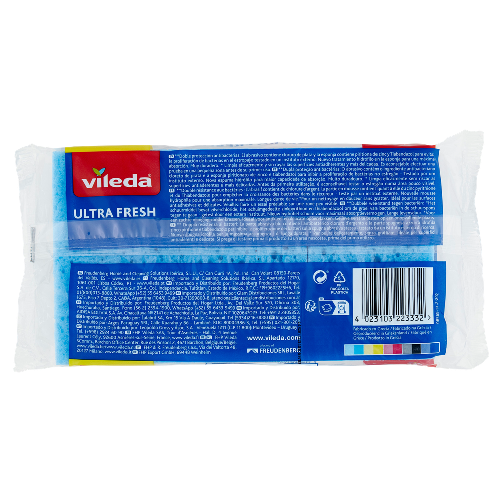 Spugna Abrasiva Antigraffio Ultrafresh Vileda, Conf.Da Pz.2+1 Omaggio - Foto 3