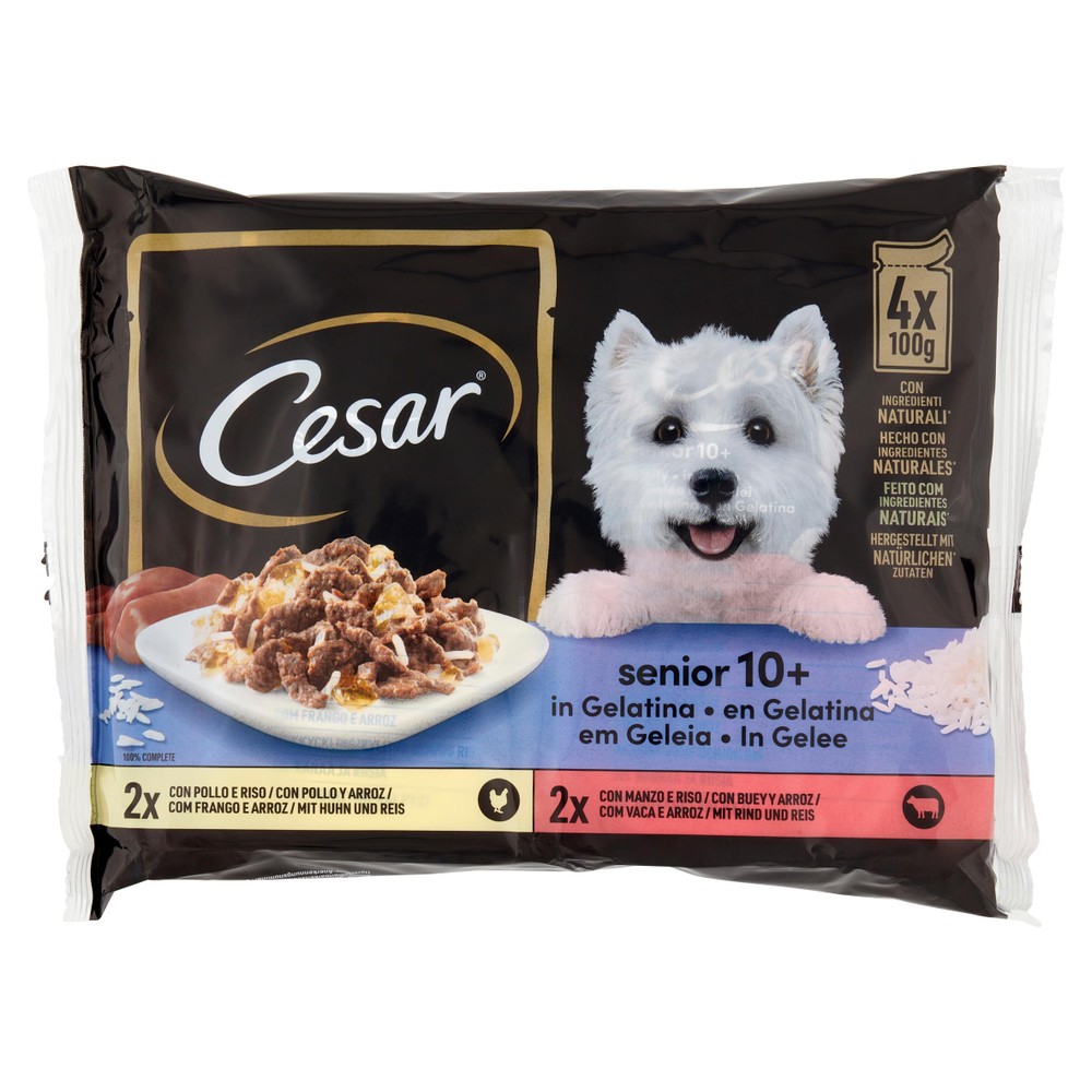 Cesar Delizie Giorno Cibo Umido Per Cani Anziani, Carne 4x100g - Foto 1
