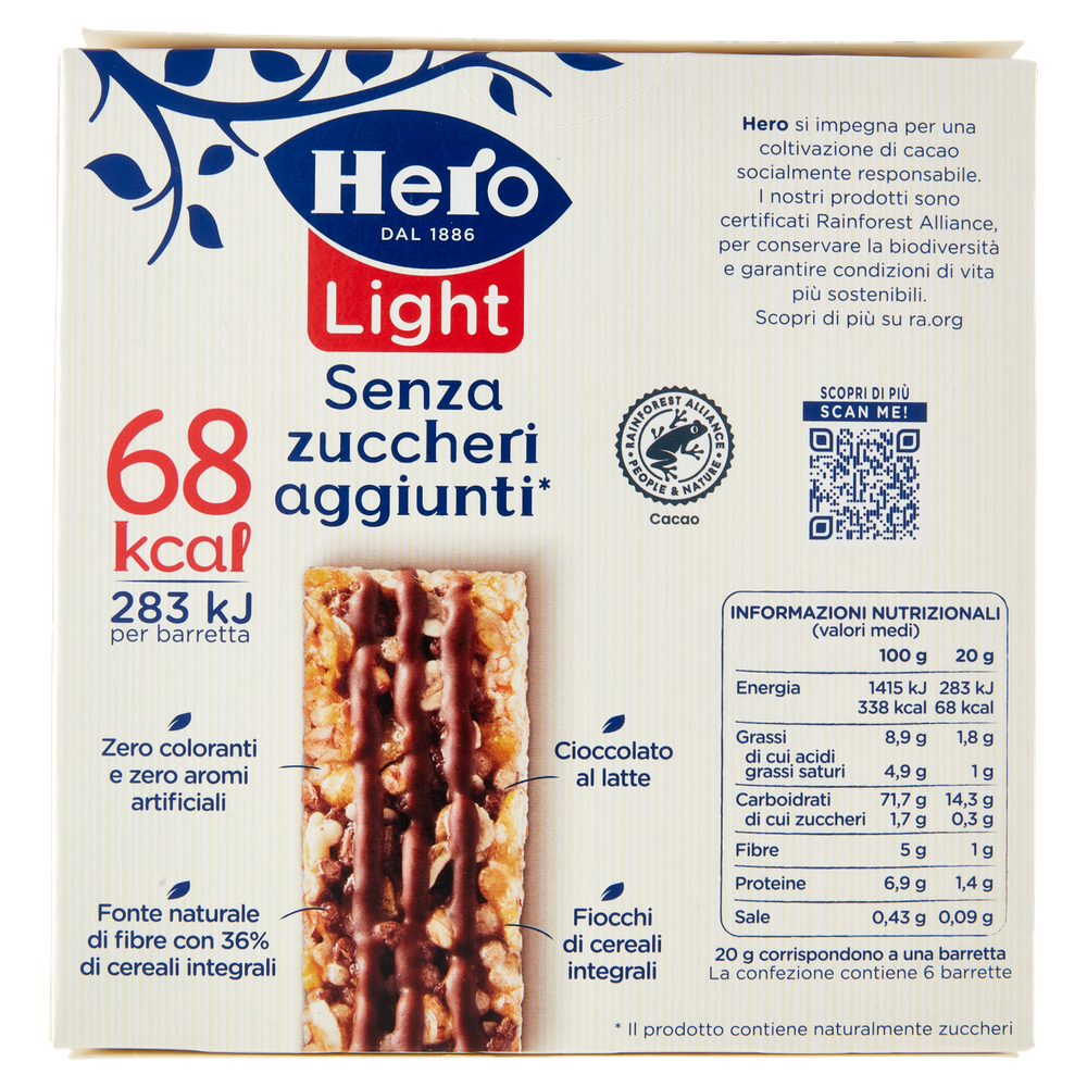 Barretta Di Cereali Al Cioccolato Light Senza Zuccheri Aggiunti Hero - Foto 3