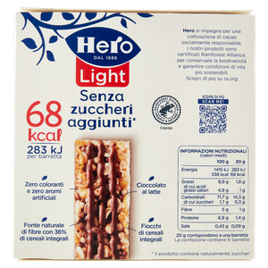 Barretta Di Cereali Al Cioccolato Light Senza Zuccheri Aggiunti Hero - Foto 3