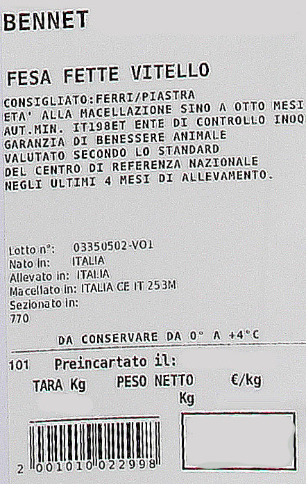 Fesa Fette Di Vitello Filiera Valore Bennet - Foto 3