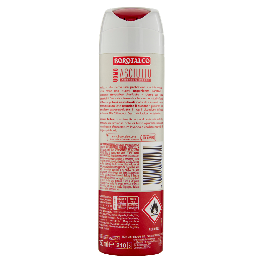 Deodorante Spray Uomo Asciutto Ambrato Borotalco - Foto 3