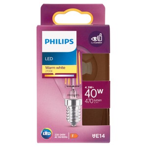 Lampadina Led Filamento Sfera 40w Attacco E14 Luce Calda Philips - Foto 1