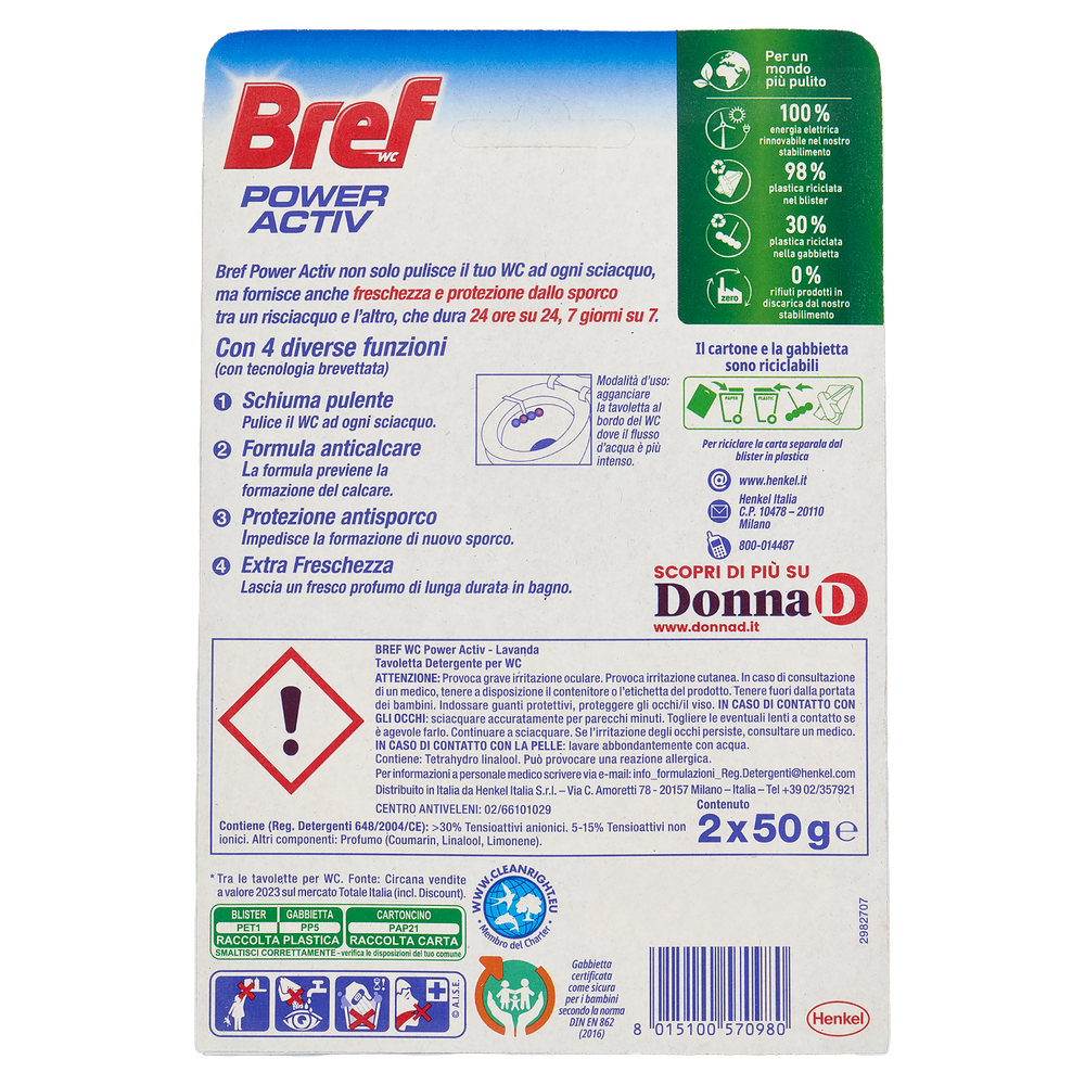 Detergente Per Wc Con Effetto Deodorante Power Activ Lavanda Bref - Foto 3