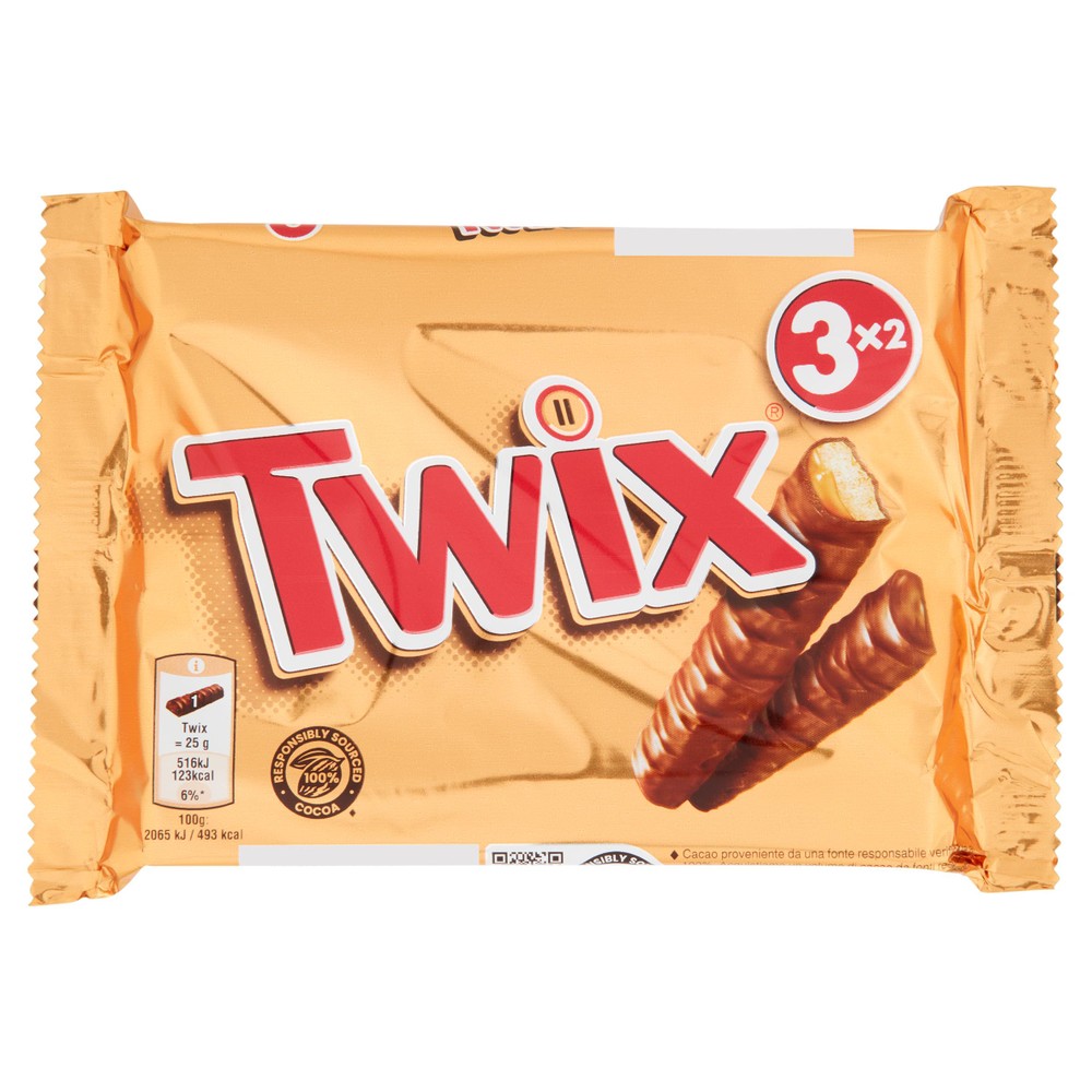 Twix Barretta Snack Al Cioccolato Con Biscotto E Caramello 3x50g