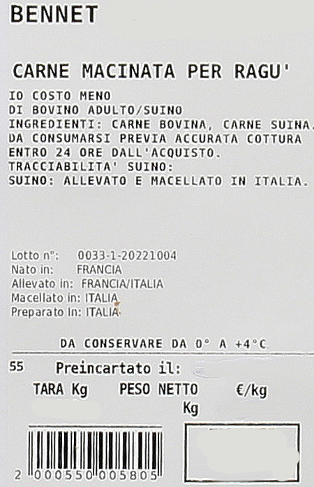 Carne Macinata Per Ragu' Di Bovino Adulto/Suino - Foto 3