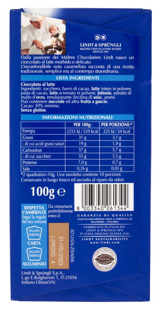 Tavoletta Di Cioccolato Gamme Bleue Al Latte Lindt - Foto 3