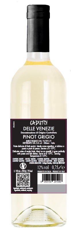 Vino Bianco Pinot Grigio Doc Venezie Caduto - Foto 2