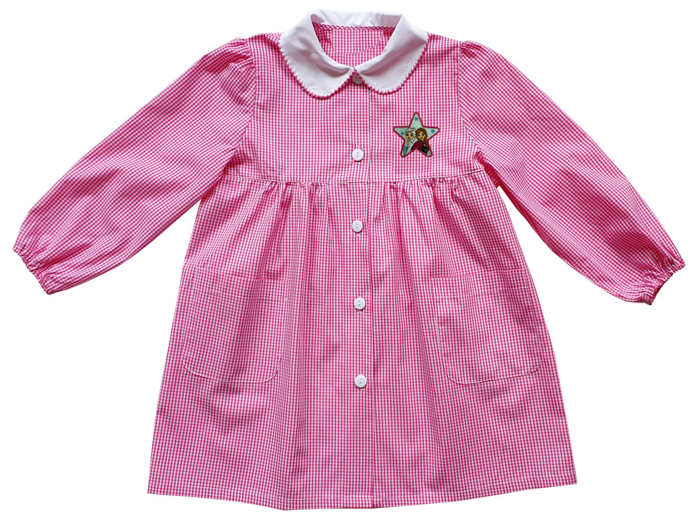 Grembiule Asilo Bambina 3 Anni Vichy Rosa Ricamo Frozen - Foto 1