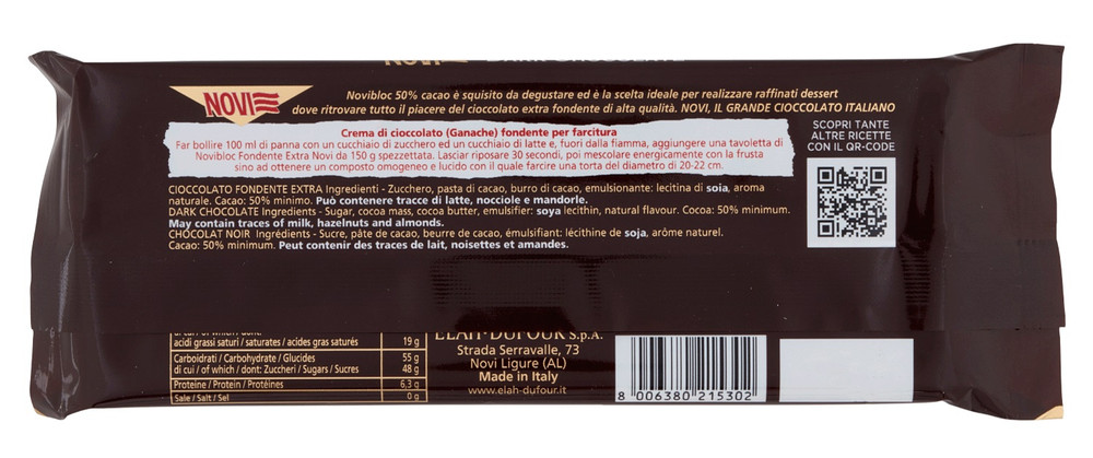 Tavoletta Di Cioccolato Novibloc Fondente 50% Extra Novi - Foto 3