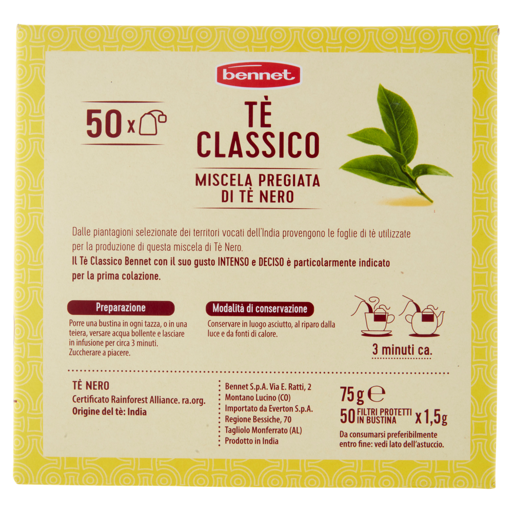 Tè Nero Classico In Bustine 50x1,5g Bennet - Foto 3
