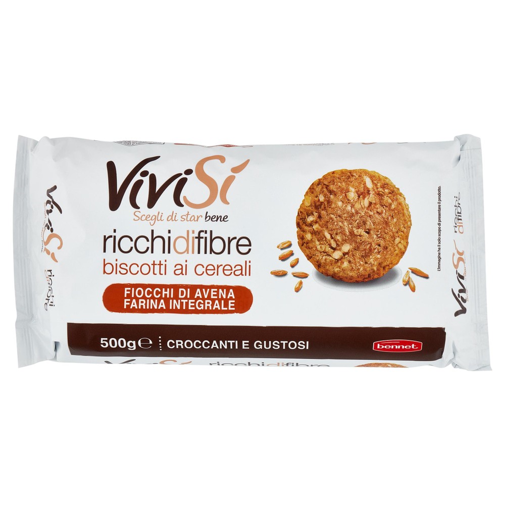 Biscotti Frollini Ai Cereali Ricchi Di Fibre 2x250g Bennet Vivisì - Foto 1