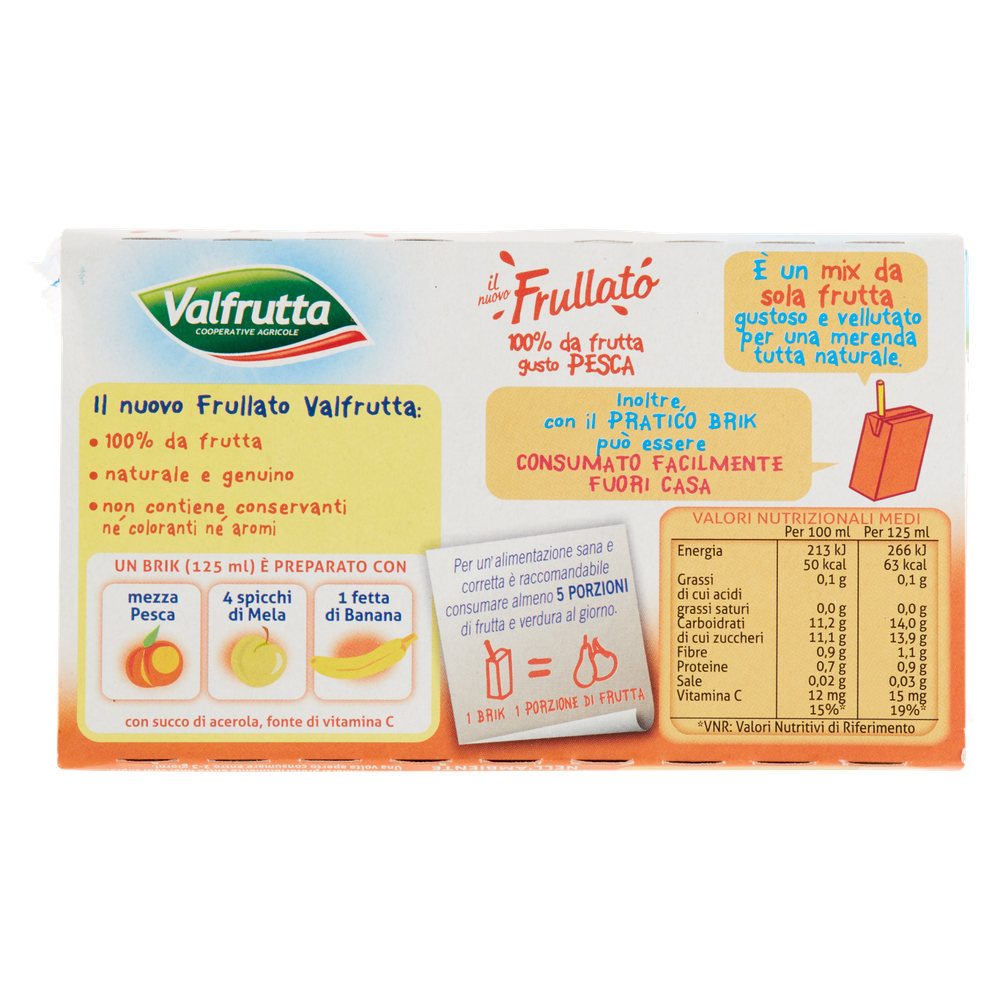 Frullato Pesca 100% Valfrutta 3 Da Ml.125 Cad. - Foto 3