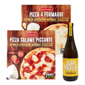 Pizza Salame Piccante + Pizza 4Formaggi + Birra Golden Ale 750ml - Foto 1