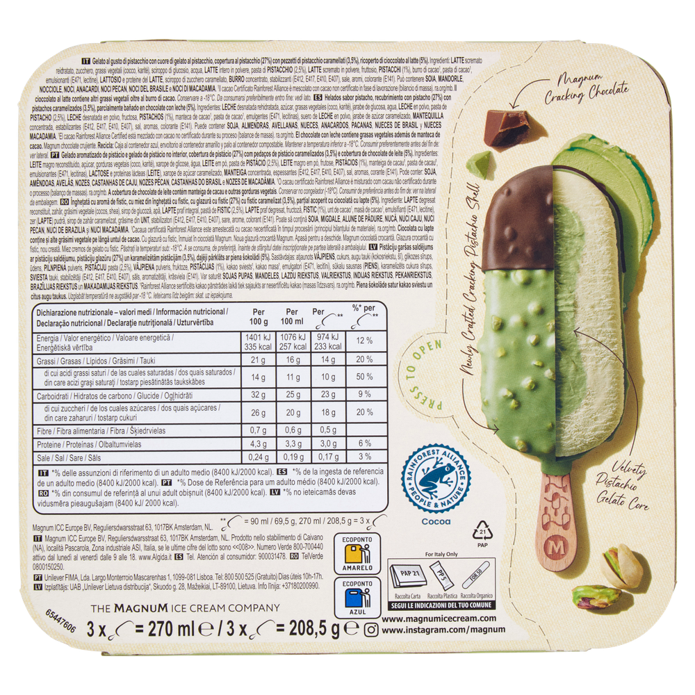 Stecco Magnum Le Pistache 3x70g Algida - Foto 3