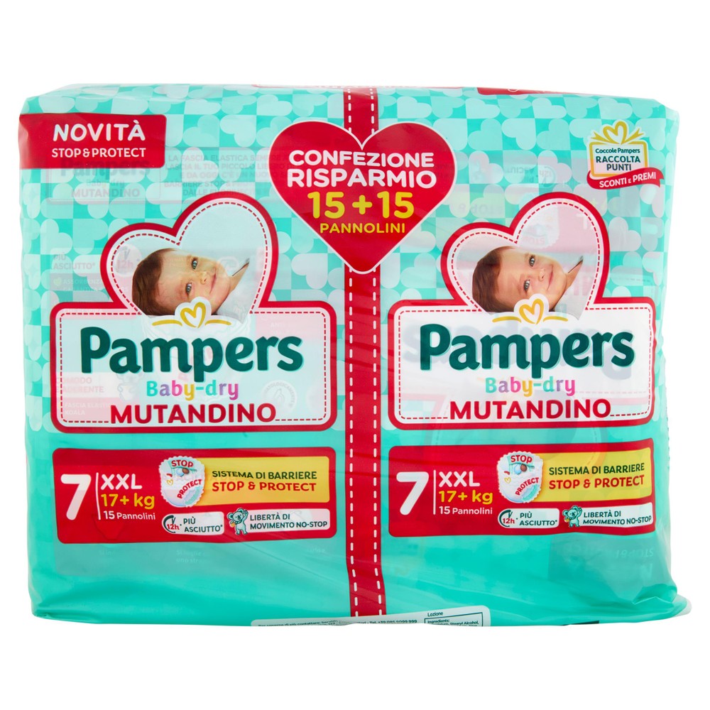 Pannolini Baby Dry Mutandino 2x15, Taglia 7 XXL (17+ Kg) Pampers - Foto 1