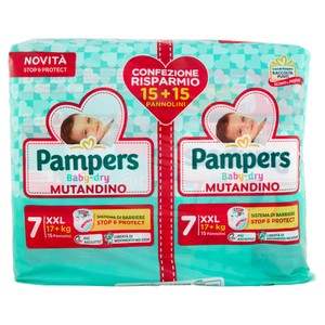 Pannolini Baby Dry Mutandino 2x15, Taglia 7 XXL (17+ Kg) Pampers - Foto 1