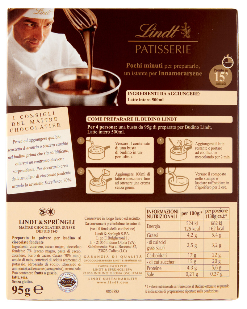 Preparato In Polvere Per Budino Al Cioccolato Fondente Lindt - Foto 3