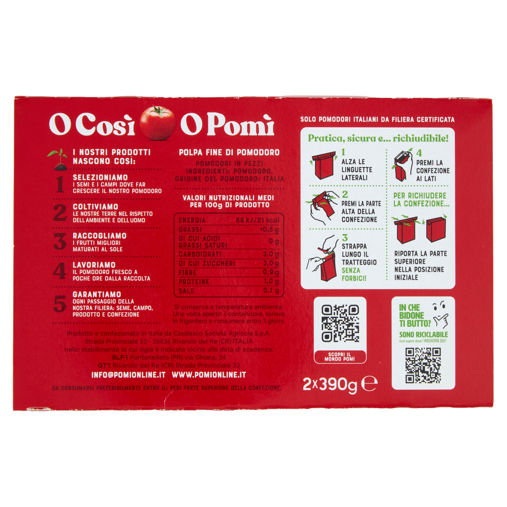Polpa Fine Di Pomodoro 2x390g Pomi' - Foto 3