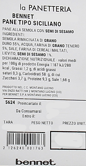Pane Tipo Siciliano Pane Di Semola Con Semi Di Sesamo - Foto 3