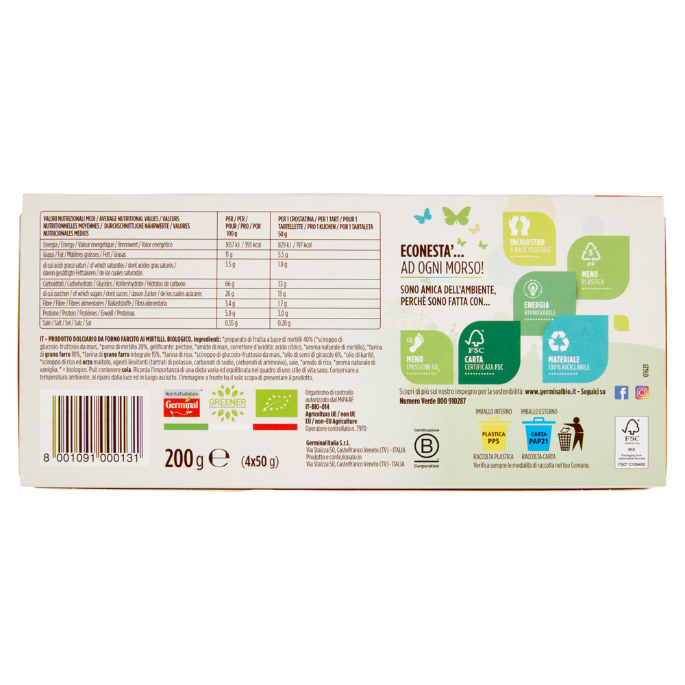 Crostatina Mirtillo Farro 4 X 50g Germinal Bio - Foto 3