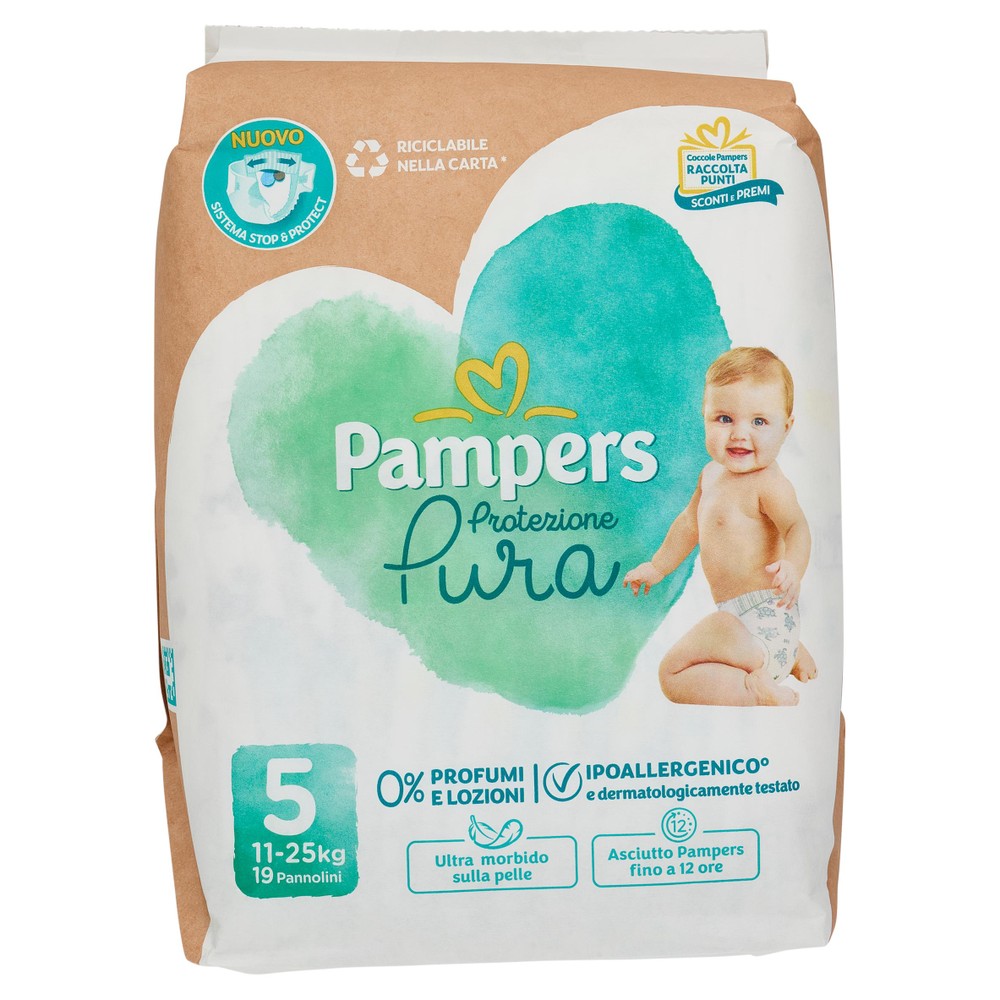 Pannolini Protezione Pura, Taglia 5 Junior (11-25 Kg) Pampers - Foto 1