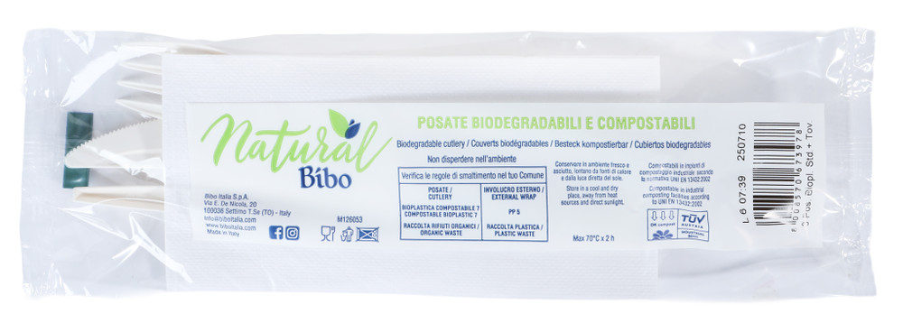 Tris Posate In Bioplastica Con Tovagliolo - Foto 1