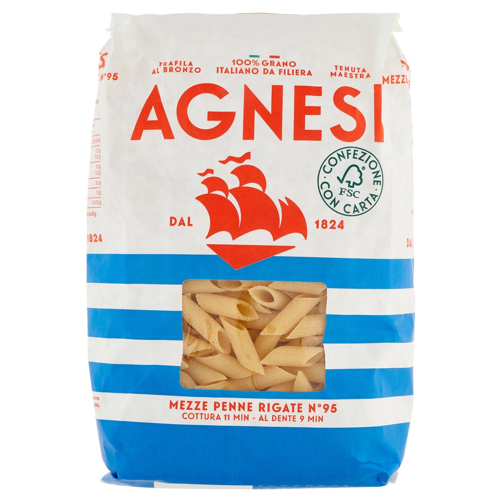 Pasta Mezze Penne Rigate N.95 Agnesi - Foto 1