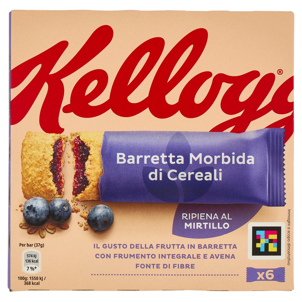 Barretta Morbida Di Cereali Ripiena Al Mirtillo 6x37g Kellogg's - Foto 1