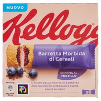 Barretta Morbida Di Cereali Ripiena Al Mirtillo Kellogg's,Conf.6 Da 37g