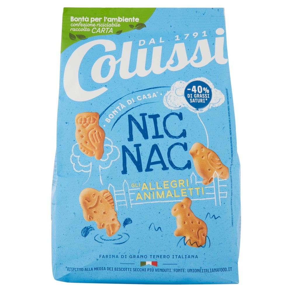 Biscotti Secchi Nic Nac Classici A Forma Di Animaletti Colussi - Foto 1